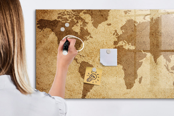 Magnetic dry erase board World map as an inspiration board