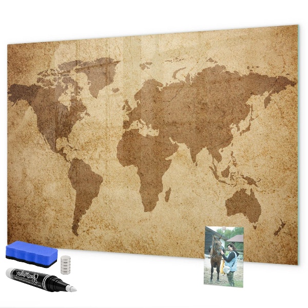 Magnetic dry erase board World map as an inspiration board
