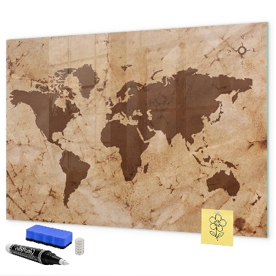 Dry erase board magnetic A world map for jotting down memories