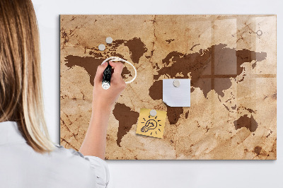 Dry erase board magnetic A world map for jotting down memories