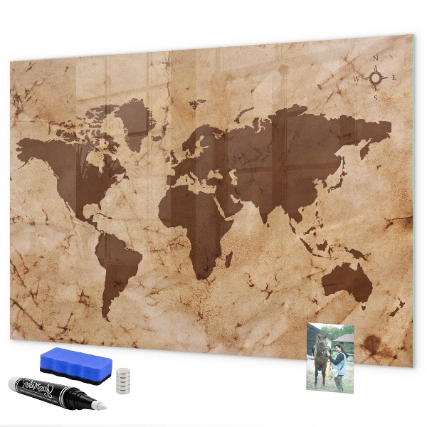 Dry erase board magnetic A world map for jotting down memories