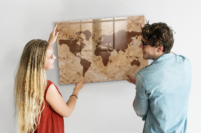 Dry erase board magnetic A world map for jotting down memories