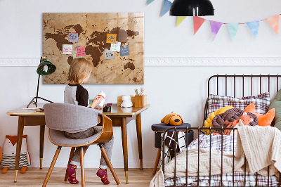 Dry erase board magnetic A world map for jotting down memories