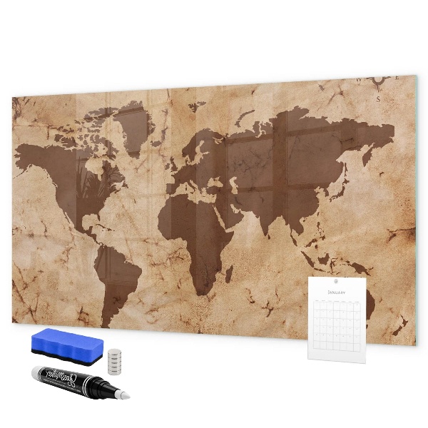 Dry erase board magnetic A world map for jotting down memories