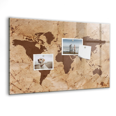 Dry erase board magnetic A world map for jotting down memories