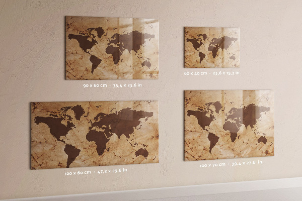Dry erase board magnetic A world map for jotting down memories