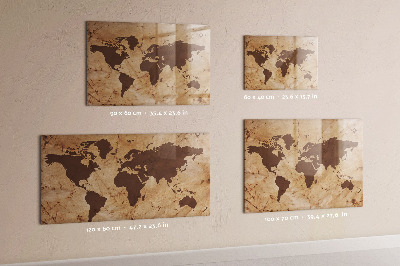Dry erase board magnetic A world map for jotting down memories