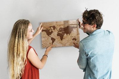 Dry erase board magnetic A world map for jotting down memories