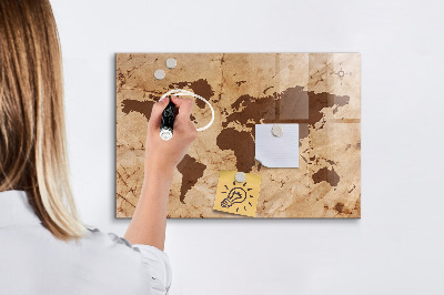 Dry erase board magnetic A world map for jotting down memories