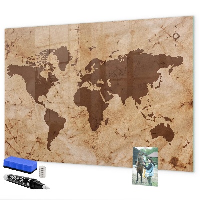 Dry erase board magnetic A world map for jotting down memories