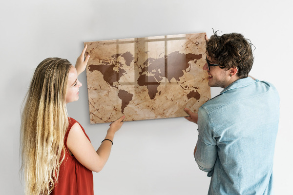Dry erase board magnetic A world map for jotting down memories