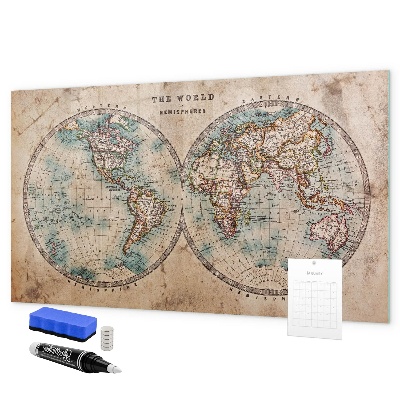 Magnetic dry erase board World map with space for photos