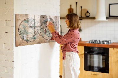 Magnetic dry erase board World map with space for photos