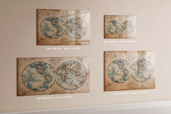 Magnetic dry erase board World map with space for photos