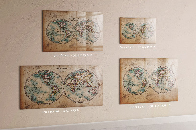 Magnetic dry erase board World map with space for photos