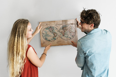 Magnetic dry erase board World map with space for photos
