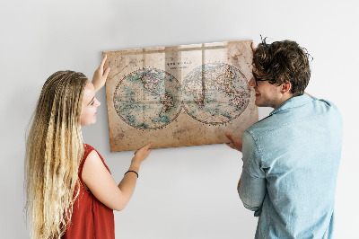 Magnetic dry erase board World map with space for photos