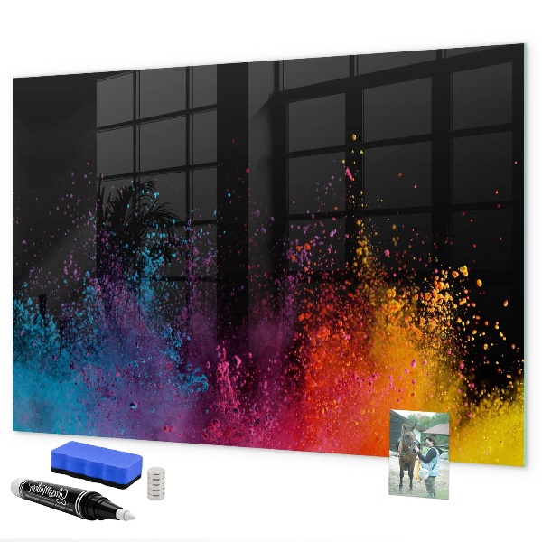 Magnetic dry erase board Colorful poster for notes and photos