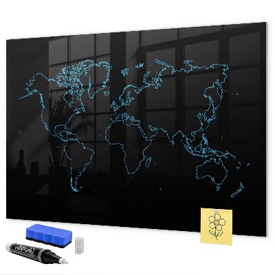 Dry erase board magnetic World map with photo locations