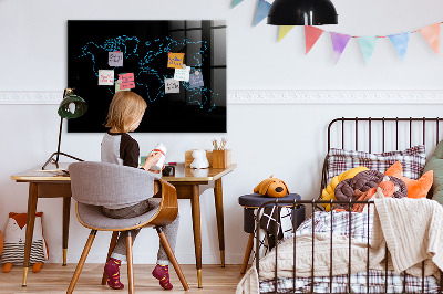 Dry erase board magnetic World map with photo locations