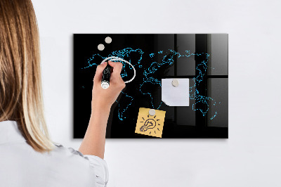 Dry erase board magnetic World map with photo locations