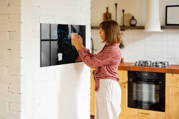 Dry erase board magnetic World map with photo locations