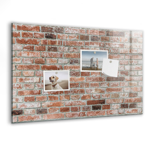 Dry erase board magnetic Photo board on a brick wall