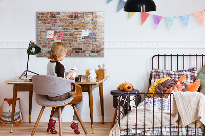 Dry erase board magnetic Photo board on a brick wall
