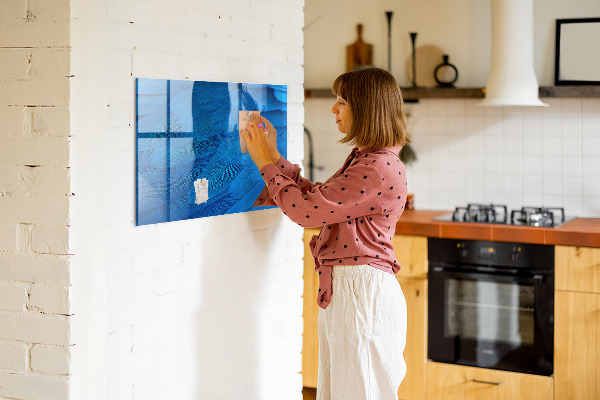 Dry erase board magnetic Blue board for photos and notes