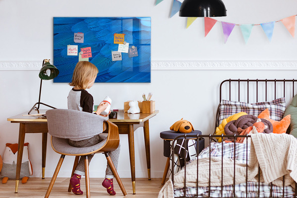 Dry erase board magnetic Blue board for photos and notes
