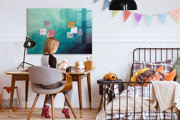 Magnetic dry erase board A colorful board for notes and photos