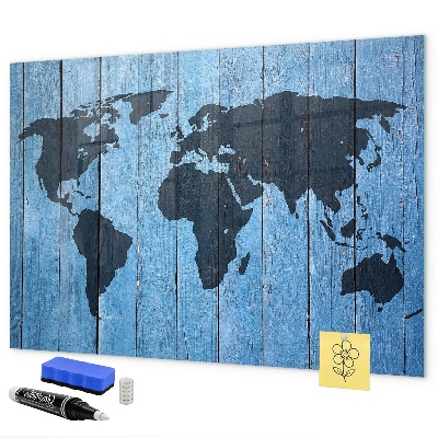 Dry erase board magnetic World map with photo locations