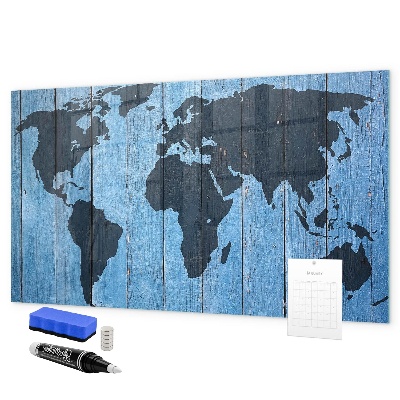 Dry erase board magnetic World map with photo locations