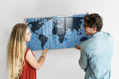 Dry erase board magnetic World map with photo locations