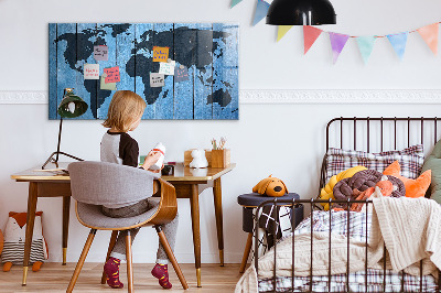 Dry erase board magnetic World map with photo locations
