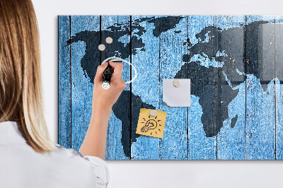 Dry erase board magnetic World map with photo locations