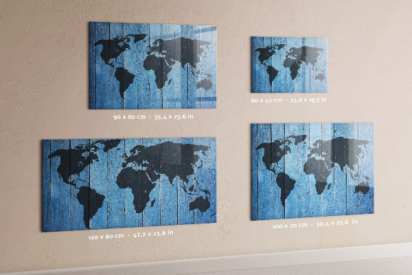 Dry erase board magnetic World map with photo locations