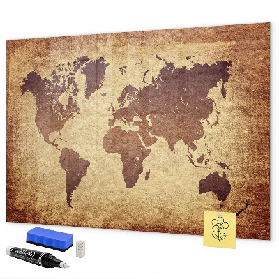 Magnetic dry erase board World map with photo locations