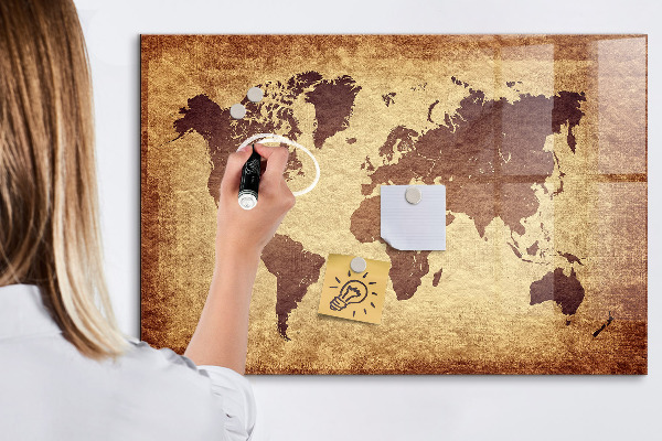Magnetic dry erase board World map with photo locations
