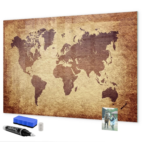 Magnetic dry erase board World map with photo locations