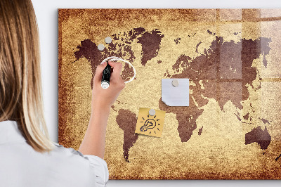 Magnetic dry erase board World map with photo locations
