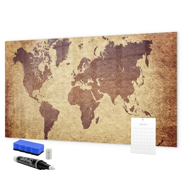 Magnetic dry erase board World map with photo locations