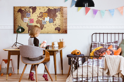 Magnetic dry erase board World map with photo locations