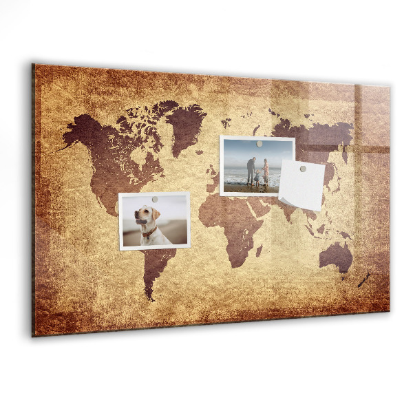 Magnetic dry erase board World map with photo locations