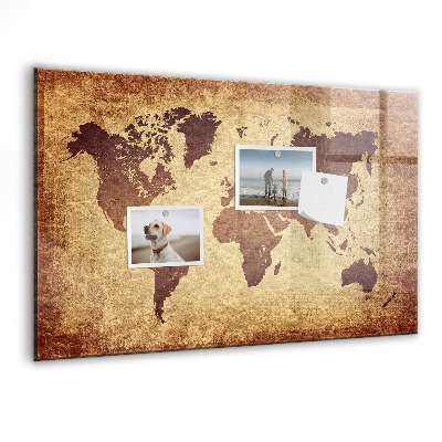 Magnetic dry erase board World map with photo locations