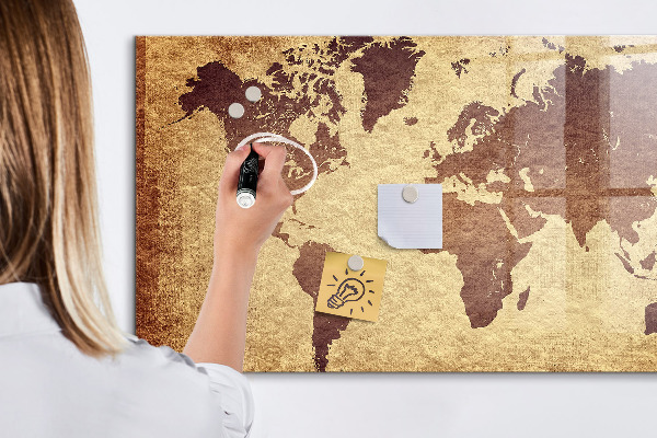 Magnetic dry erase board World map with photo locations