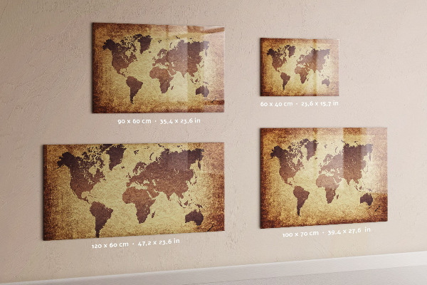 Magnetic dry erase board World map with photo locations