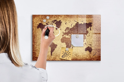 Magnetic dry erase board World map with photo locations