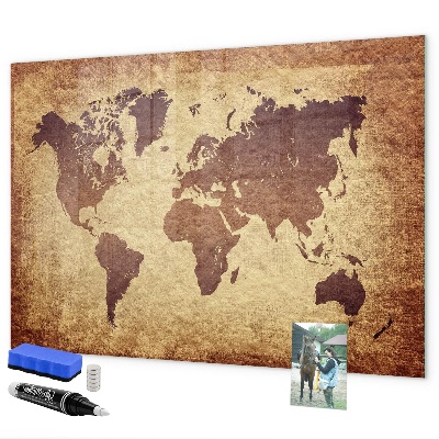 Magnetic dry erase board World map with photo locations