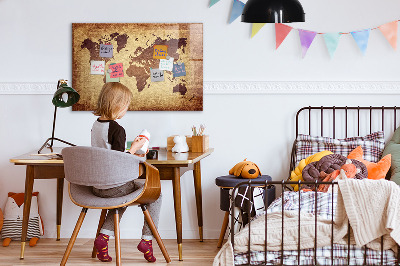 Magnetic dry erase board World map with photo locations